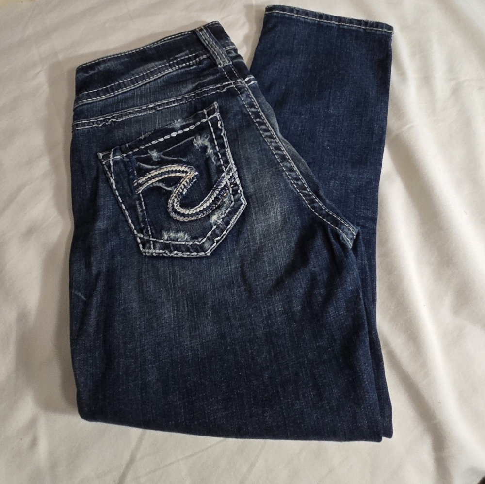 Silver Jeans Suki Bootcut Capri Distressed Sz 26 - Picture 4 of 6